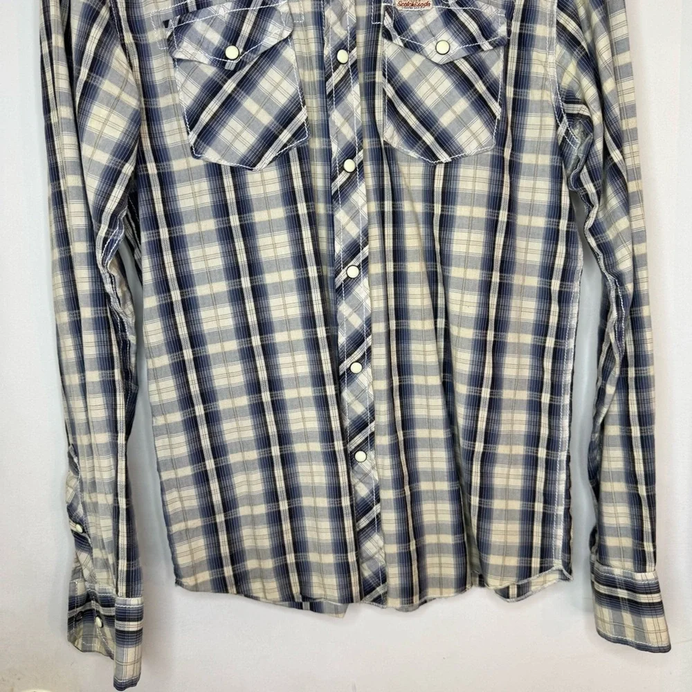 Scotch & Soda Blue Plaid Men's Button Down Shirt